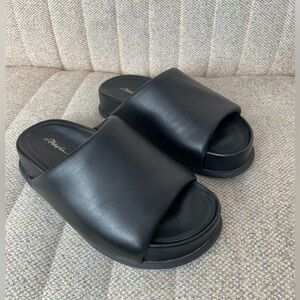 3.1 PHILLIP LIM Black Calf Leather Slide "Frieda" Pillow Sandals, sz 37 (6.5 US)